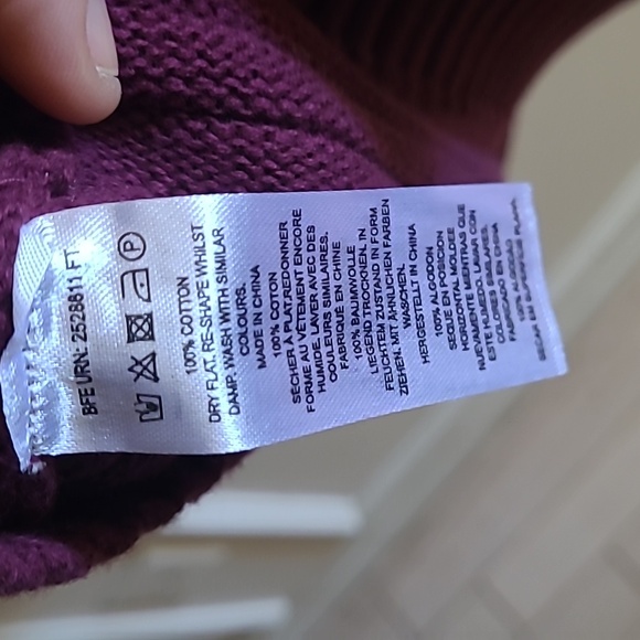 French Connection Mozart Ribbed High Neck Sweater Purple Women's Large NWOT - Picture 4 of 5